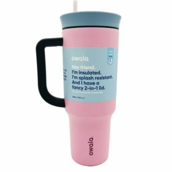 Owala 40 oz Stainless Steel Tumbler, color is Pink Skies - Picture 3 of 4
